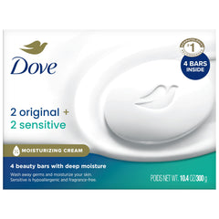 Dove Sensitive Skin bar close-up showing smooth texture and gentle feel