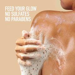 Creamy white lather from Dove body wash showing soft skin hydration benefit