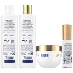 Dove shampoo bottle label detail highlighting bond repair technology benefit