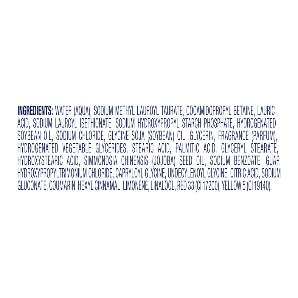 Dove back label with ingredients and directions supporting informed use