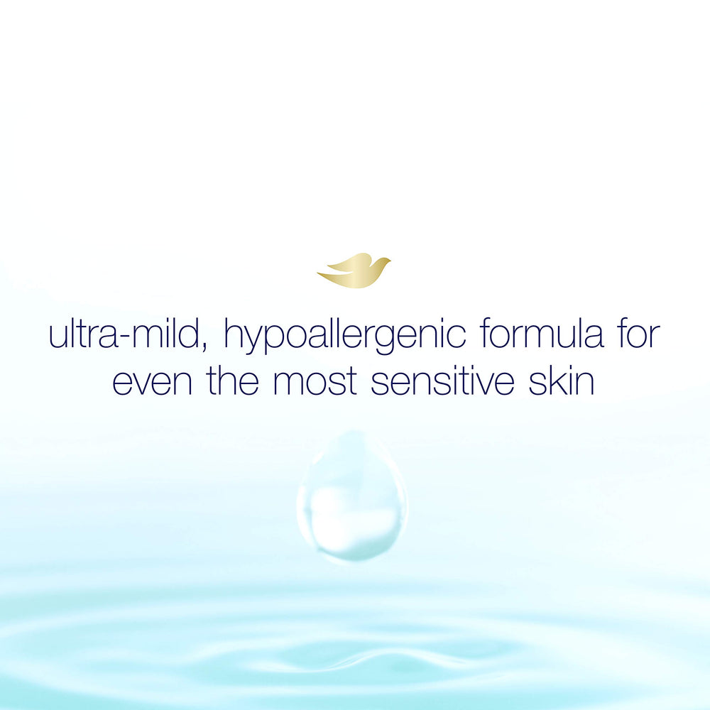 Dove bottle size next to hand illustrating 22 fl oz scale benefit