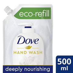 Dove label close-up highlighting ingredients and caring benefit