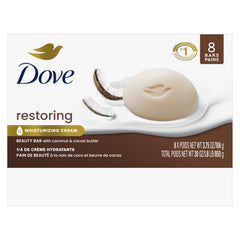 Close-up of Dove coconut and cocoa butter bar revealing smooth texture and nourishing look
