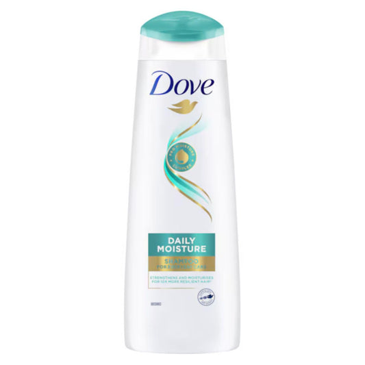 Dove Daily Moisture Shampoo front packaging showing bottle and label for reliable hydration