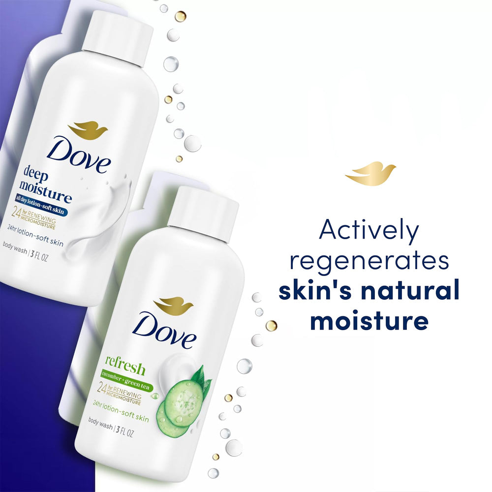 Dove deep moisture bottle detail emphasizing nourishing creaminess for skin