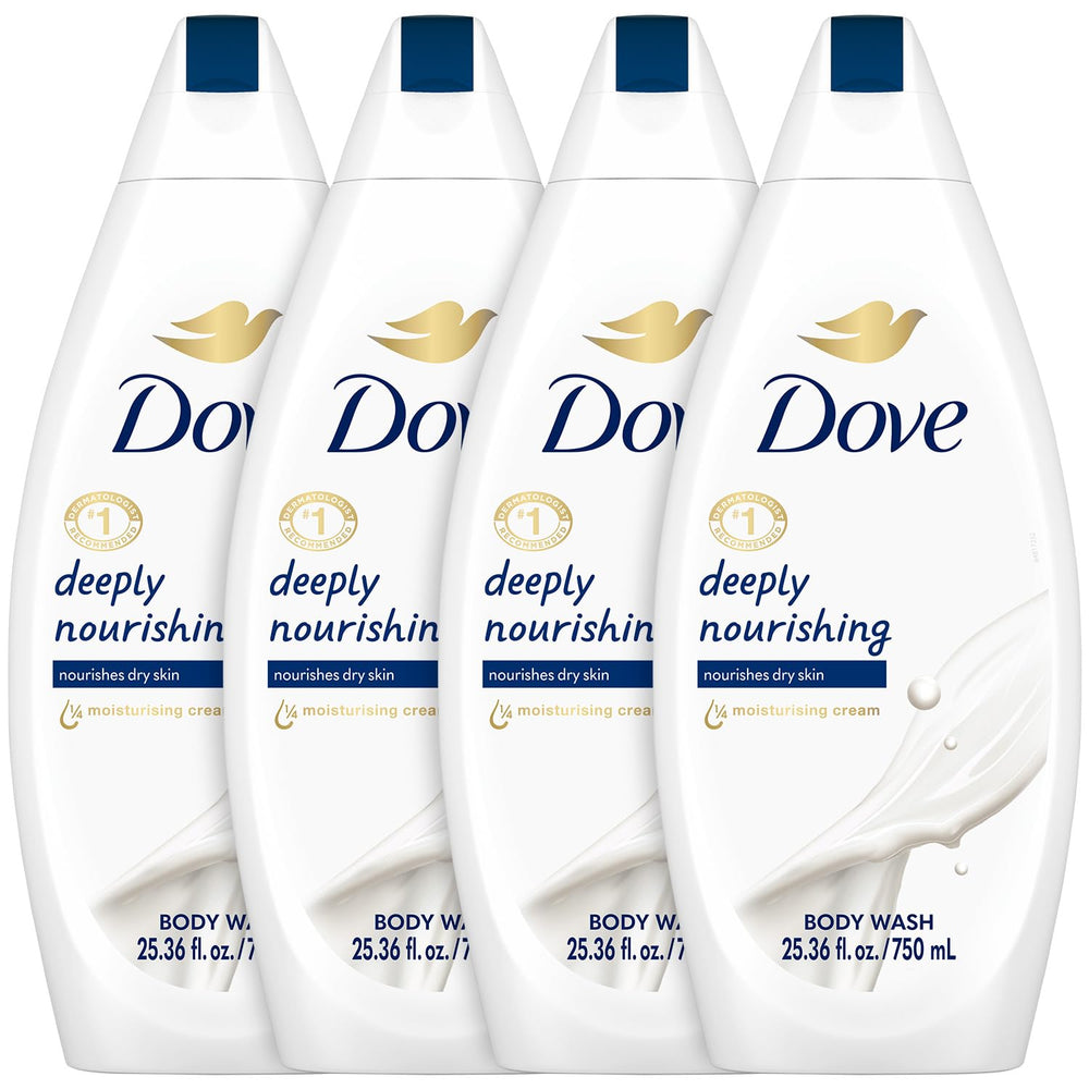Dove bottle front packaging showing product and size benefits