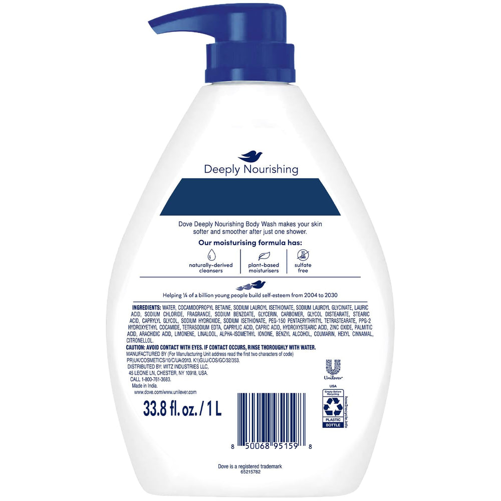Dove pump close-up highlighting dispenser for easy, mess-free use