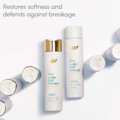 Dove conditioner in palm demonstrating creamy, easy-to-distribute texture