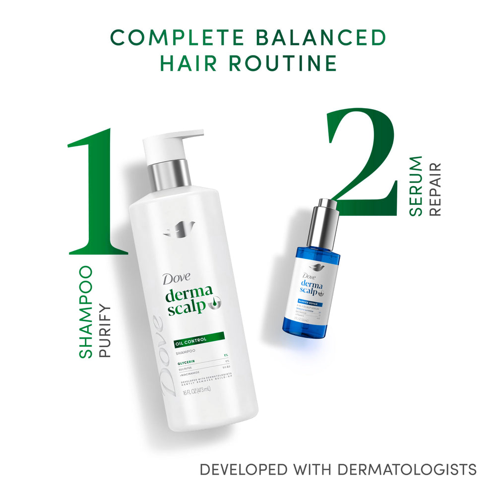 Dove derma scalp ingredients label showing niacinamide and prebiotic glycerin