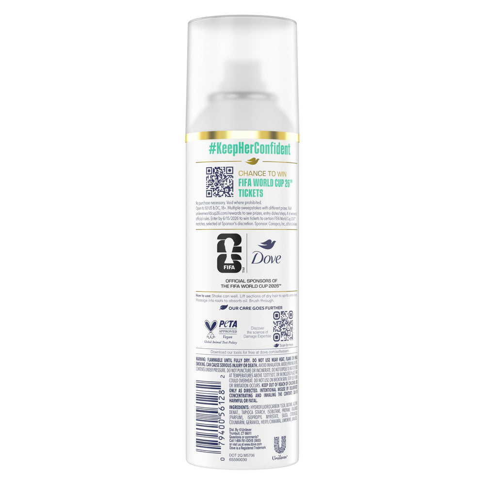 Dove dry shampoo spraying mist to quickly absorb oil