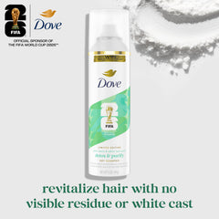 Dove dry shampoo close-up texture highlighting weightless formula