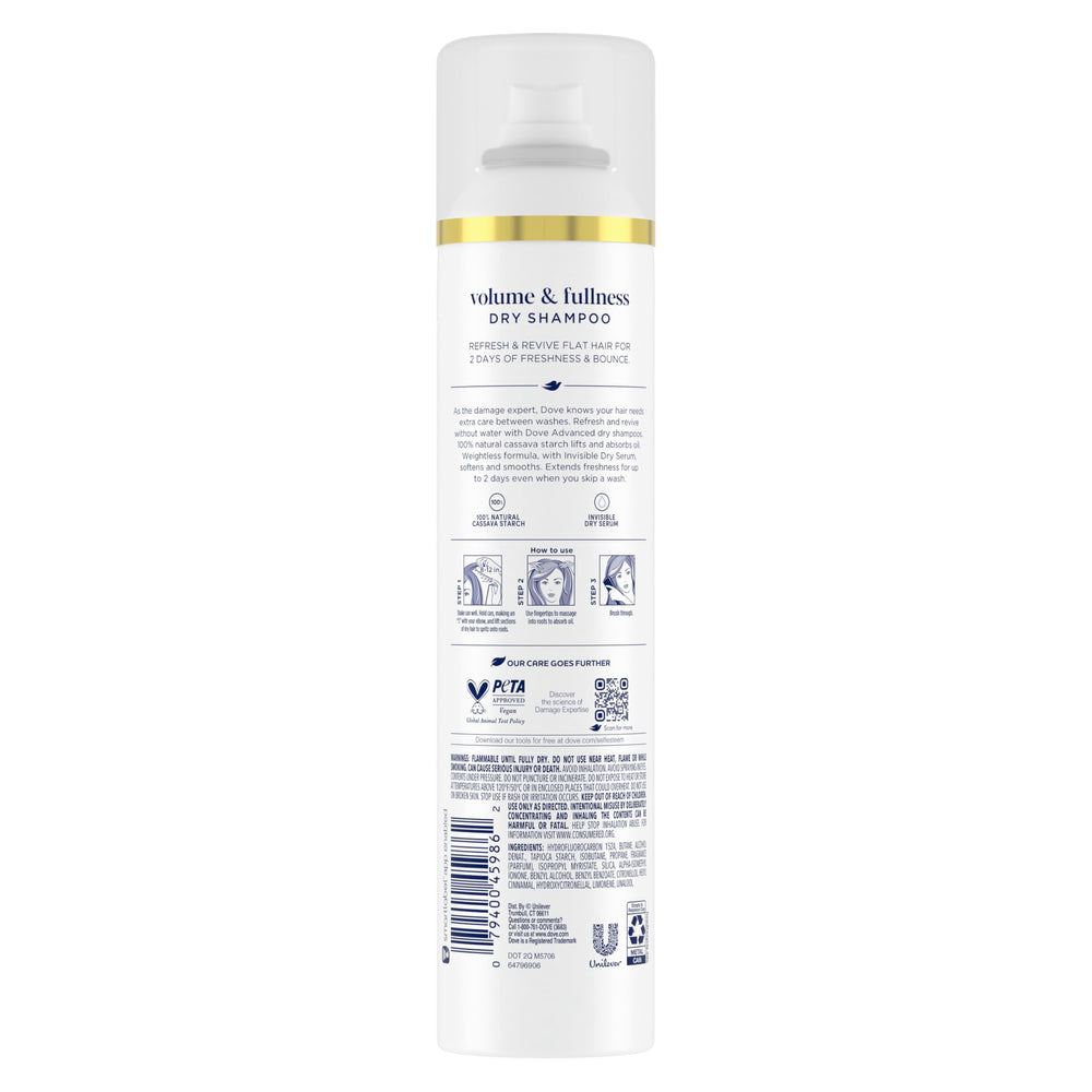 Dove Advanced dry shampoo nozzle close-up demonstrating precise, even mist for easy application
