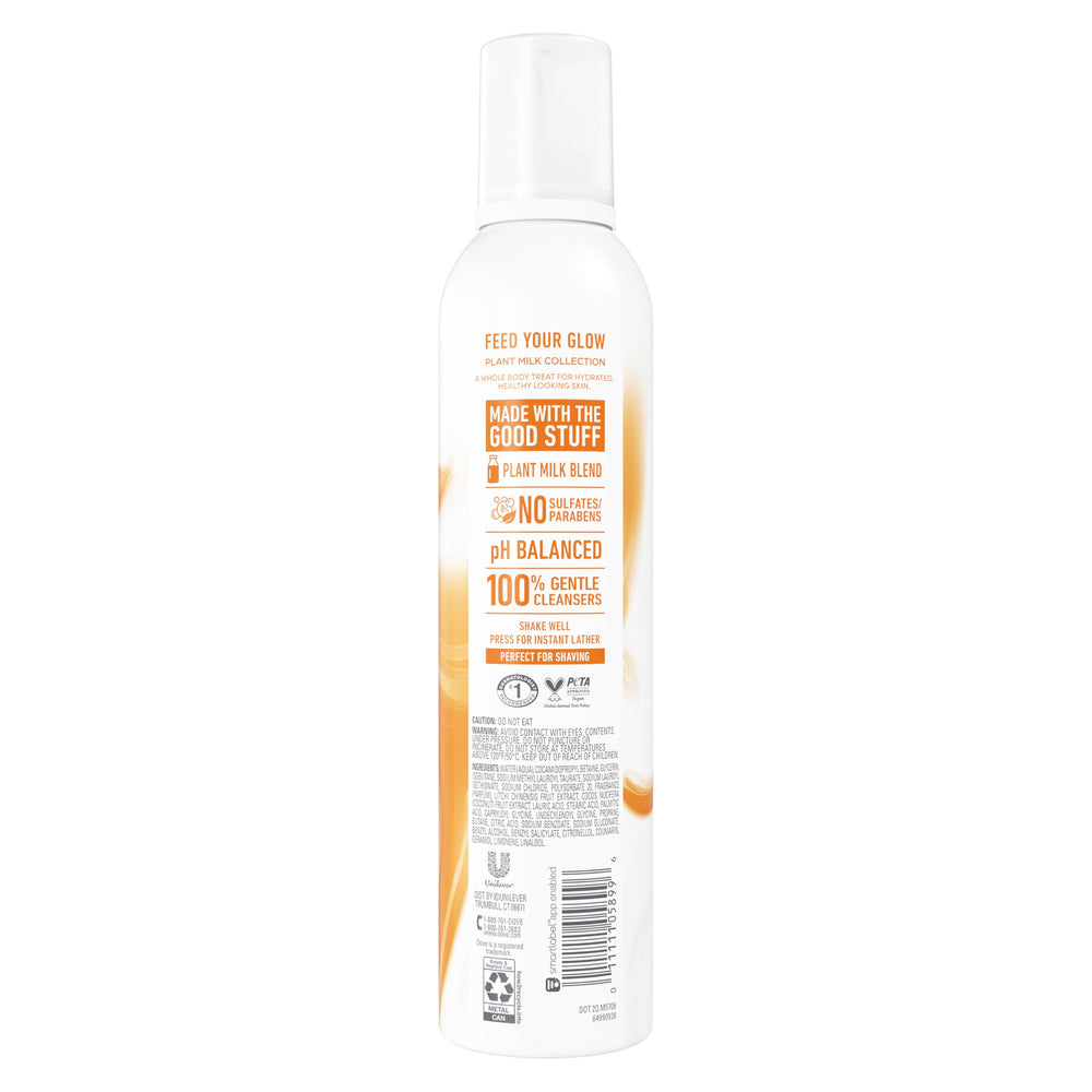 Dove whipped foam texture close-up showing airy mousse, moisturizes skin benefit