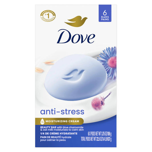 Dove front packaging 6-pack showcasing value and gentle formula