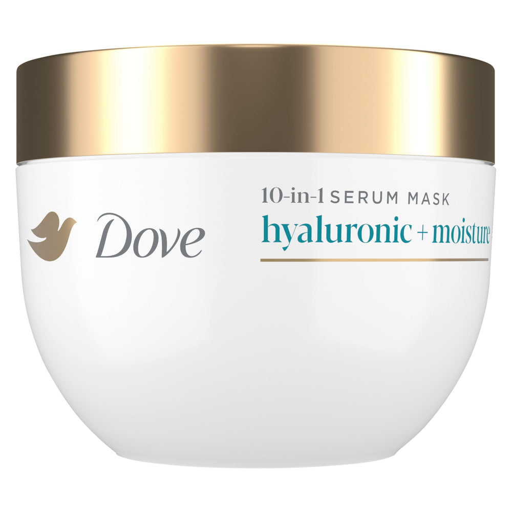 Dove front packaging showing hyaluronic moisture mask and clear benefits