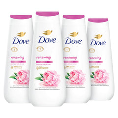 Dove front packaging showing Renewing Peony and Rose Oil scent and hydrating benefits