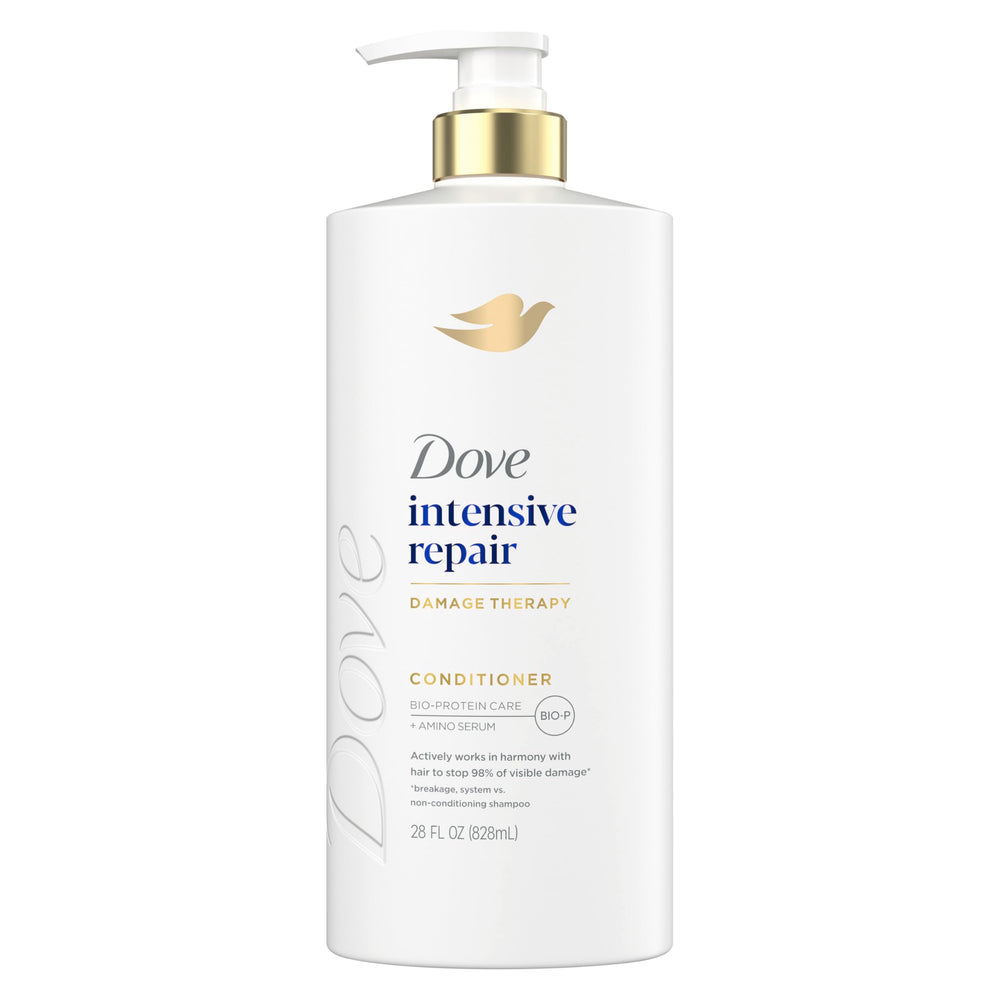 Dove front packaging of Intensive Repair conditioner showing product benefits