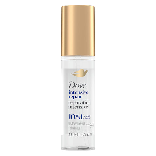 Dove serum front packaging showing brand and product benefit of repair