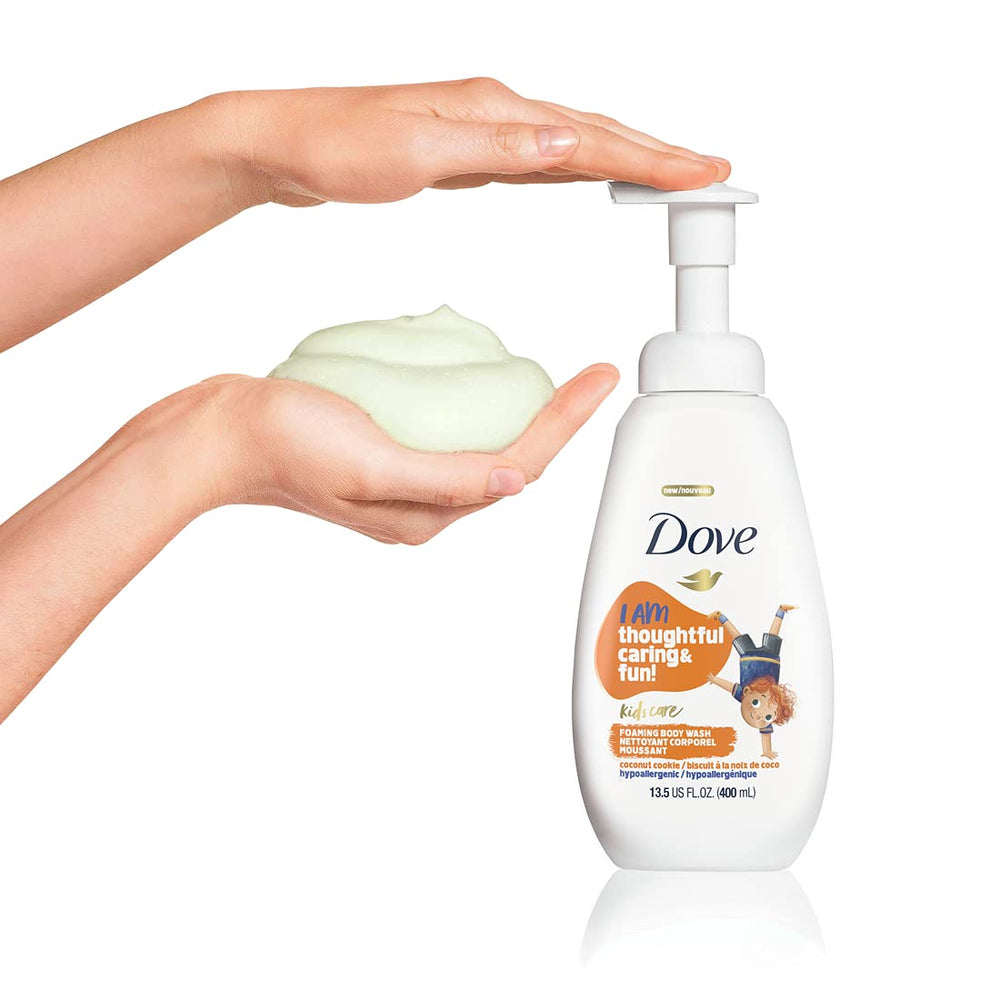 Dove bottle in bathtub scene encouraging playful, gentle bath time routine