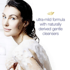 Dove label ingredients closeup showing sulfate-free, hypoallergenic benefit