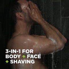 Dove Men+Care foam on face illustrating shaving glide and comfort