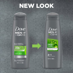 DOVE MEN+CARE bottle label detail highlighting caffeine and menthol benefits