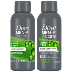 Dove Men+Care bundle front packaging showing both bottles and benefits