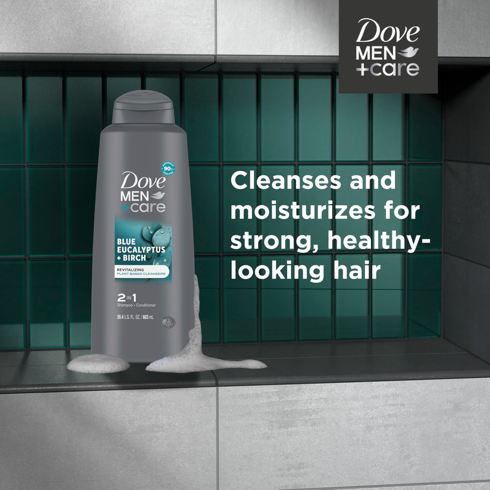Dove Men + Care eucalyptus leaf detail highlighting fresh scent and invigorating benefit