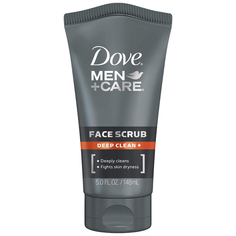 Dove Men+Care front tube showing label and size, clear moisturizing benefit