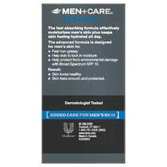 Dove Men+Care lotion on hand demonstrating easy spread and hydration