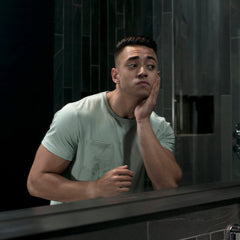 DOVE MEN + CARE placed by sink during morning routine for energizing start