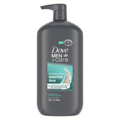 DOVE MEN + CARE front packaging showing 30 oz bottle and clear benefit