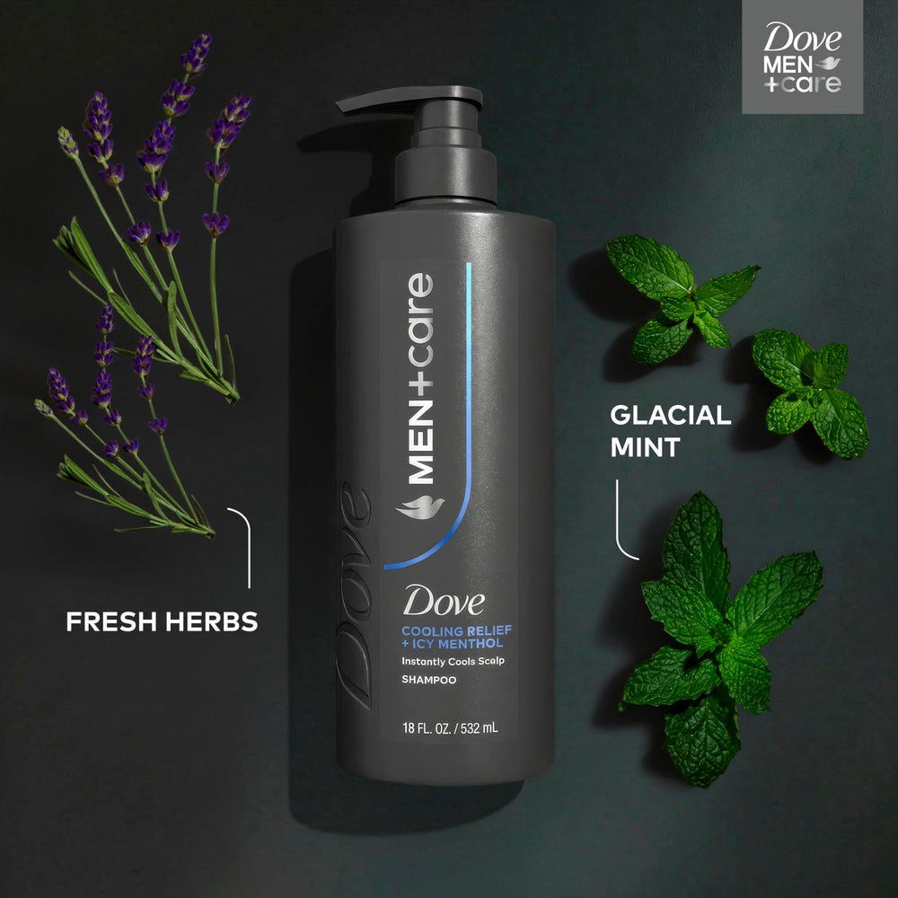 Dove Men+Care shampoo texture pouring to show lightweight lather