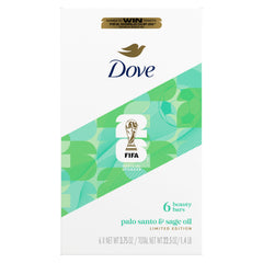Dove beauty bar front packaging showing palo santo and sage benefits