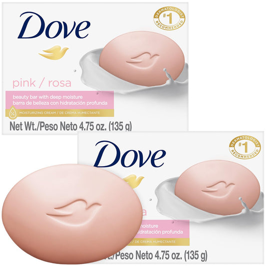 Dove Pink Beauty Bar front packaging showing moisturizing benefits