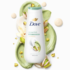 Dove bottle on bathroom shelf conveying daily routine hydration benefit