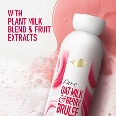 Dove pump dispensing creamy lather with moisturizing oat milk benefit