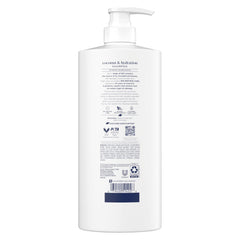 Dove pouring shampoo from bottle into palm highlights smooth texture and easy dispensing