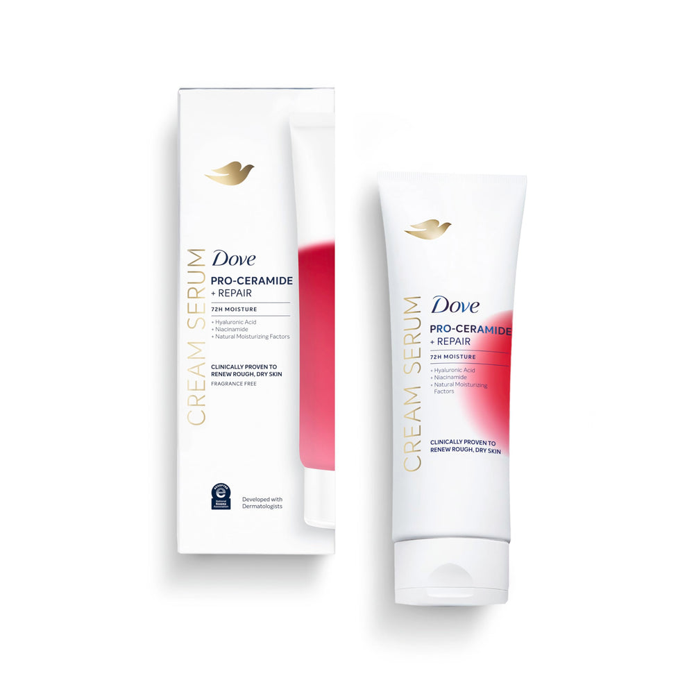Dove bottle front packaging showing product and benefits