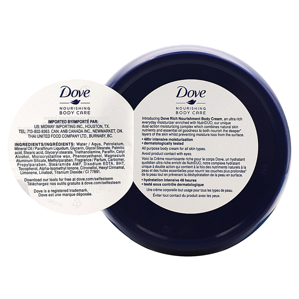 Dove open jar showing creamy texture for deep hydration