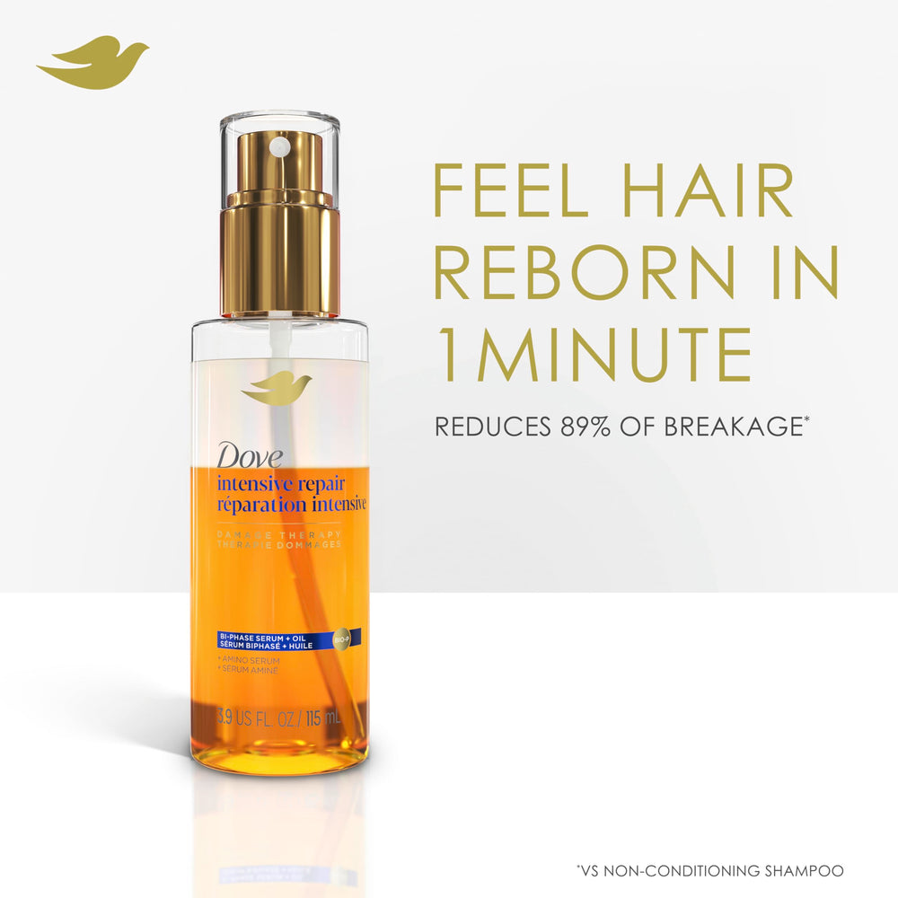 Dove serum mist on dry hair to control frizz and boost shine