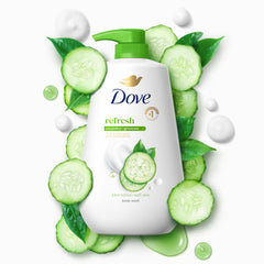 Person using Dove with loofah creating rich lather for refreshed skin