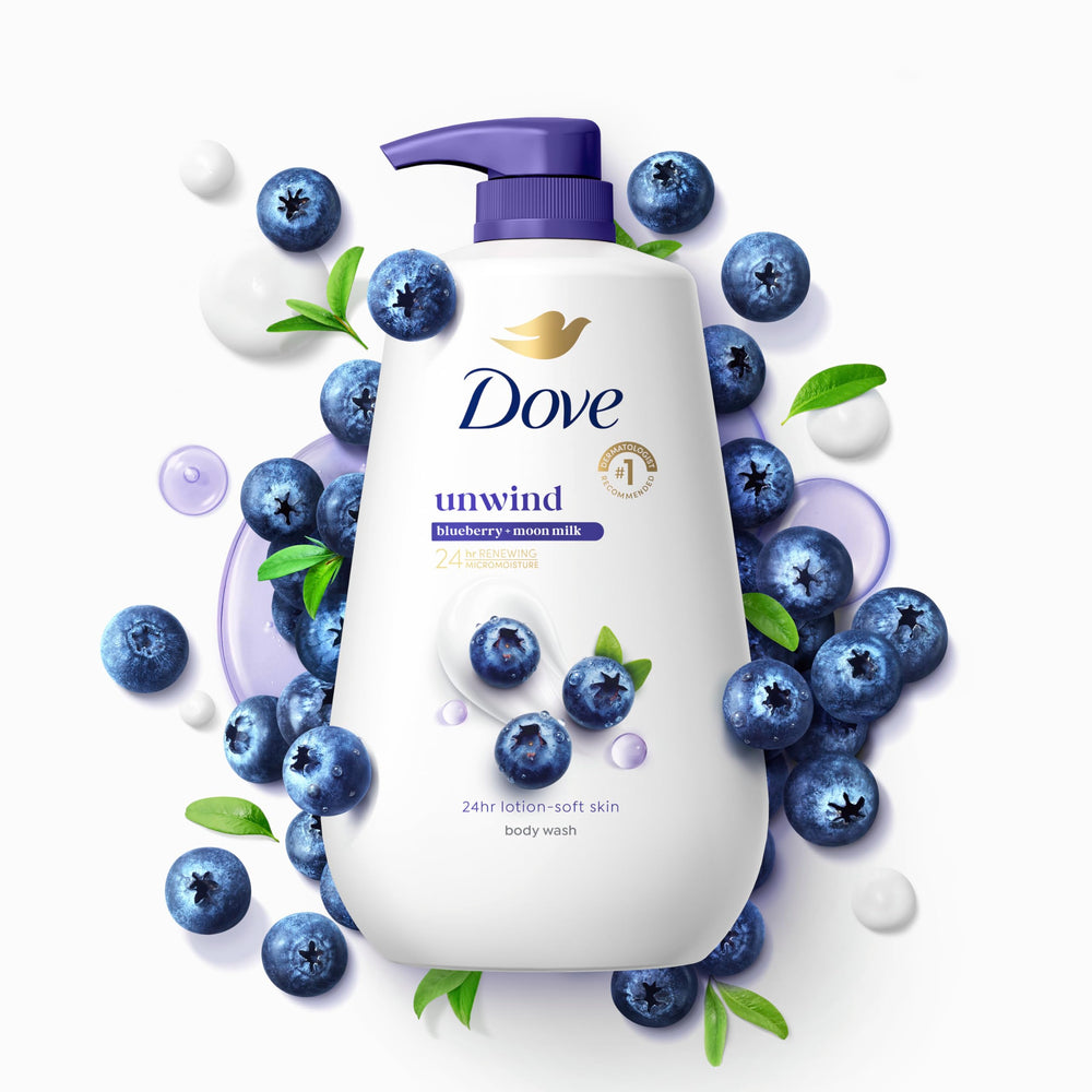 Dove body wash with Dove lotion showing complementary moisturizing routine