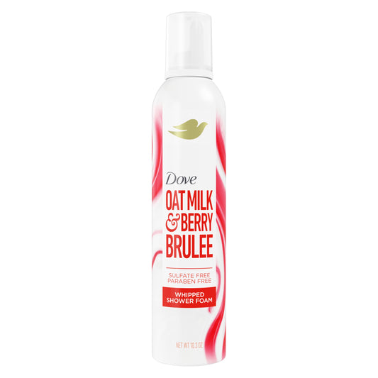 Dove whipped shower foam front can showing product benefit of gentle cleansing