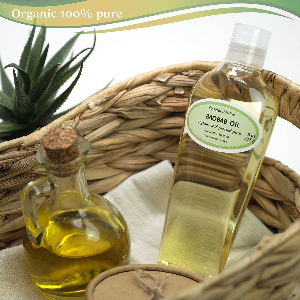 Dr Adorable oil pouring from bottle highlighting cold-pressed purity and richness