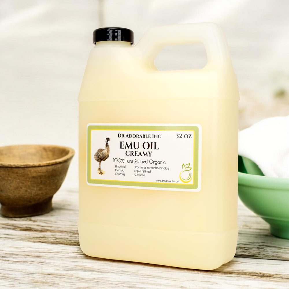 Close-up creamy emu oil texture from Dr Adorable showing smooth absorbency benefit