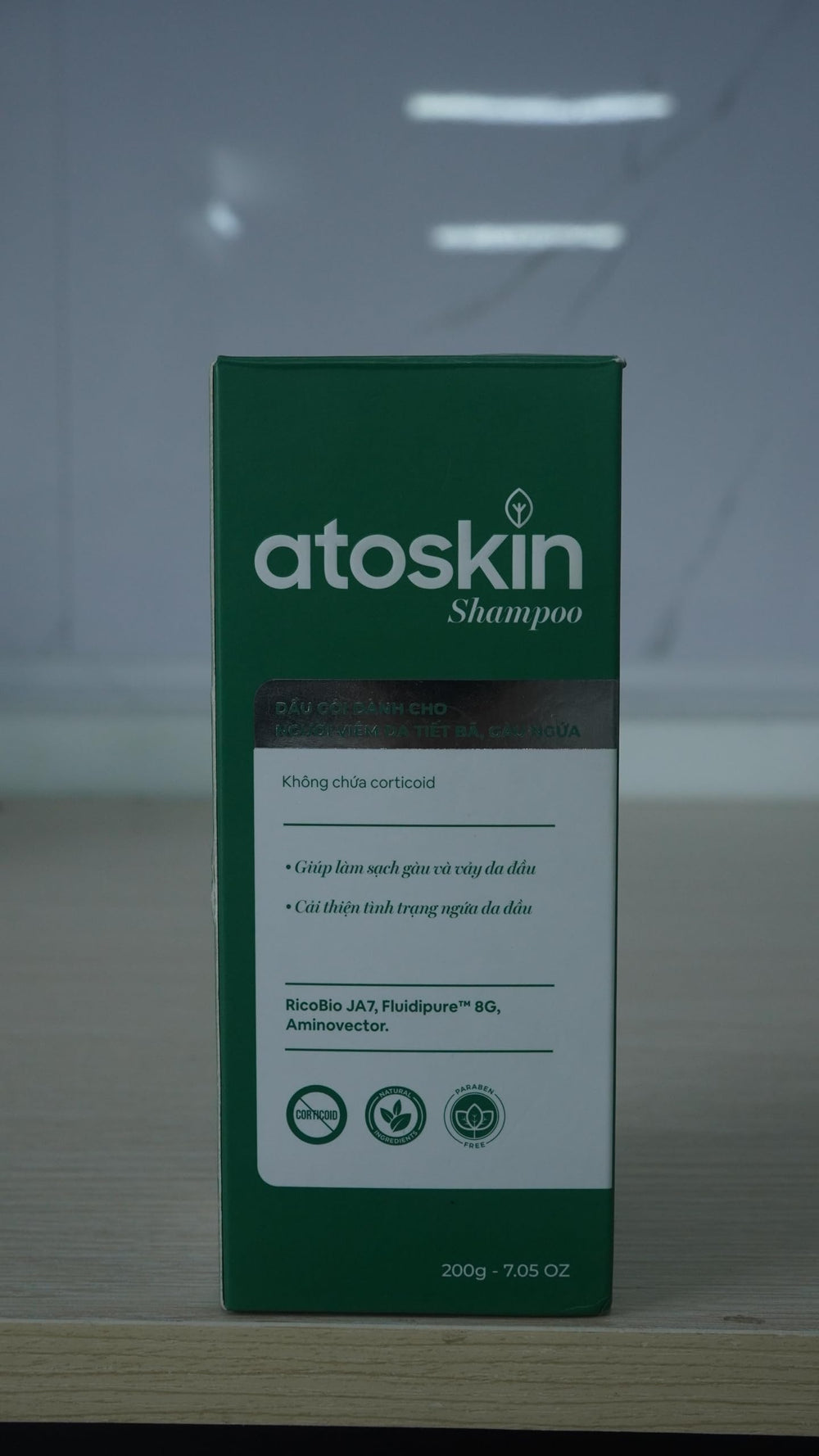dr.atoskin bottle styled in bathroom setting conveying daily routine compatibility