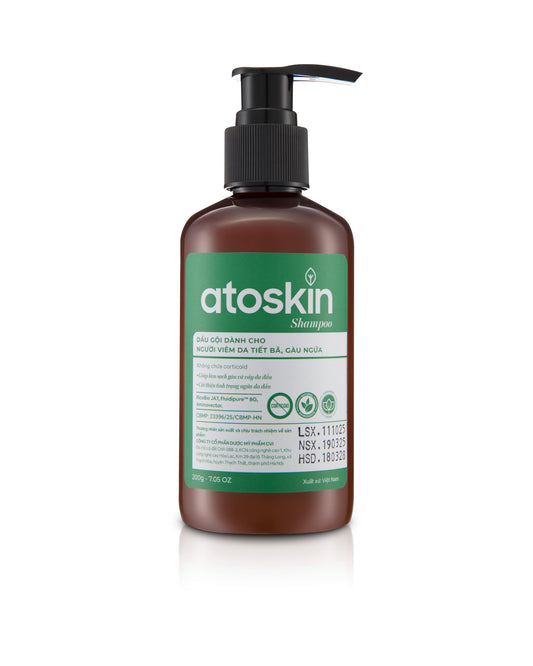 dr.atoskin front packaging shows clear label and 6.8 oz size, promoting scalp relief