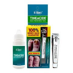 Dr. Blaine's front packaging shows product and included clippers, promoting confidence