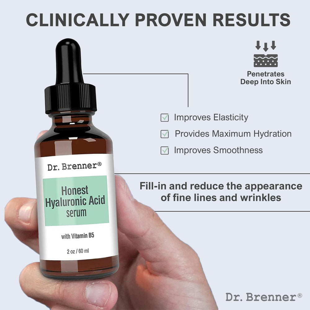 Dr. Brenner serum drops on skin demonstrating quick absorption and plumping